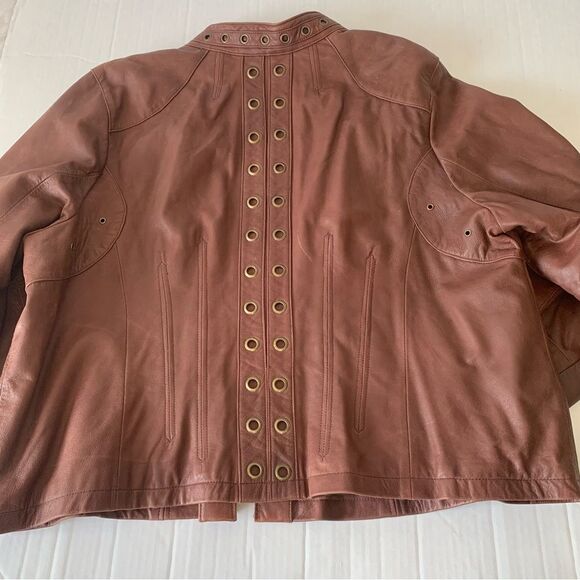 Lane Bryant Brown Leather Jacket Sz 26/28 - Picture 3 of 12